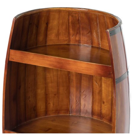 Vintiquewise Rustic Wooden Wine Barrel Display Shelf Storage Stand QI003764